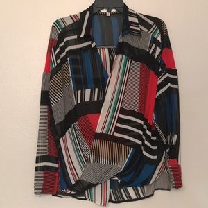 CHAUS: Sheer Long•Sleeved Dressy Shirt